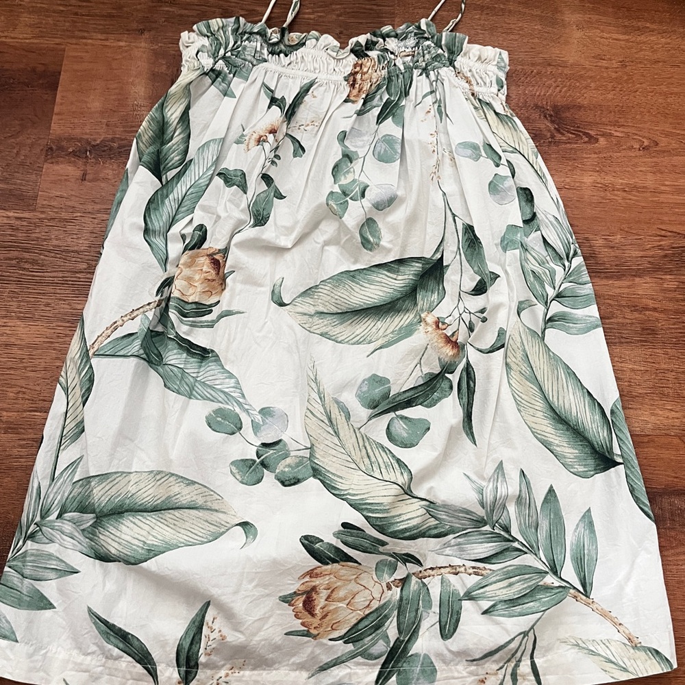 Floral Green and White Women's Skirt